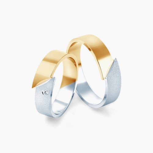 Obrączki ślubne: dwukolorowe złoto, płaskie, 4,6 mm